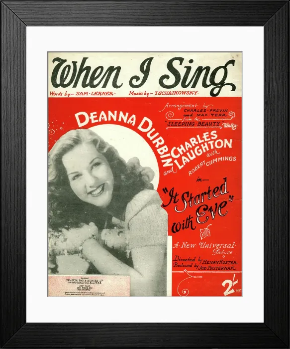 Framed Print : Music cover, When I Sing, Deanna Durbin Framed Print : Music cover, When I Sing, Deanna Durbin