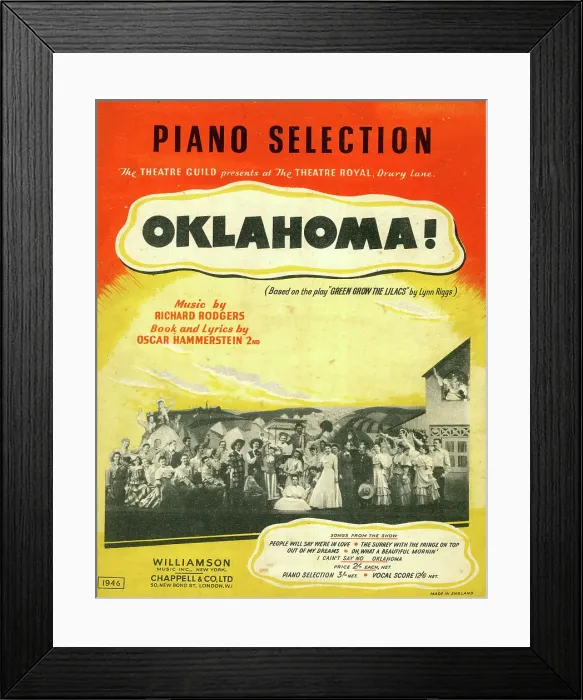 Framed Print : Music cover, Oklahoma! by Rodgers and Hammerstein Framed Print : Music cover, Oklahoma! by Rodgers and Hammerstein