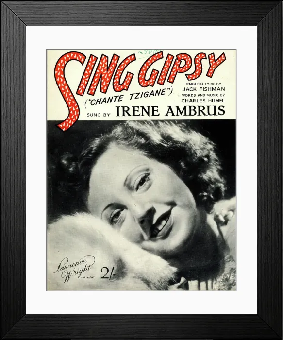 Framed Print : Music cover, Sing Gipsy, sung by Irene Ambrus Framed Print : Music cover, Sing Gipsy, sung by Irene Ambrus