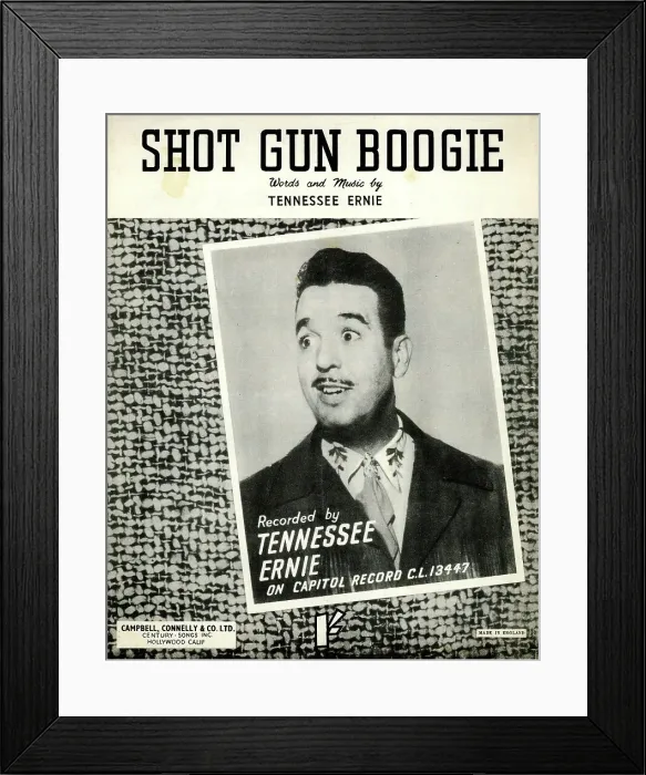 Framed Print : Music cover, Shot Gun Boogie, by Tennessee Ernie Framed Print : Music cover, Shot Gun Boogie, by Tennessee Ernie