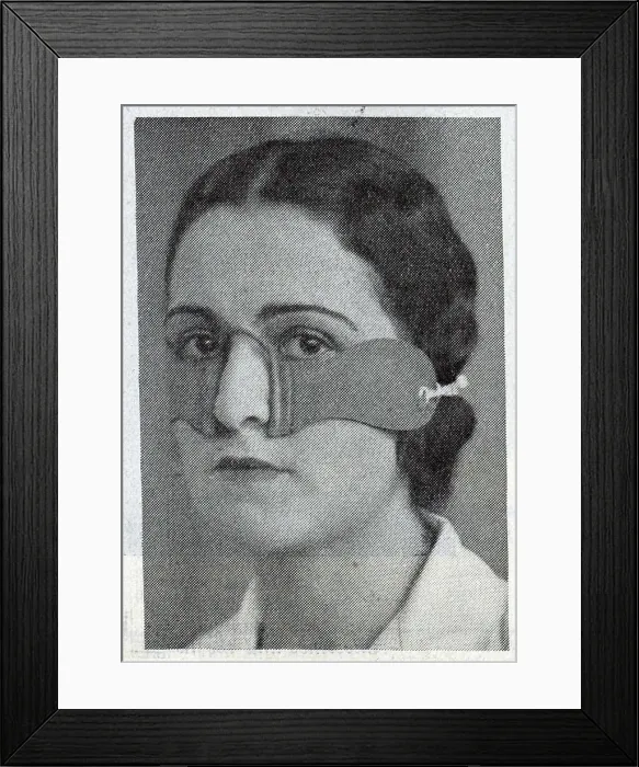 Framed Print : The Elizabeth Arden eye strap was made of soft rubber, and was intended to mitigate puffiness beneath the eyes. Date: circa 1932 Framed Print : The Elizabeth Arden eye strap was made of soft rubber, and was intended to mitigate puffiness beneath the eyes. Date: circa 1932
