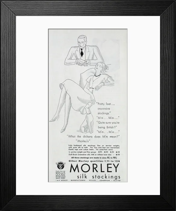 Framed Print : Advert for Morley's range of silk, mercerised stockings. Date: 1932 Framed Print : Advert for Morley's range of silk, mercerised stockings. Date: 1932