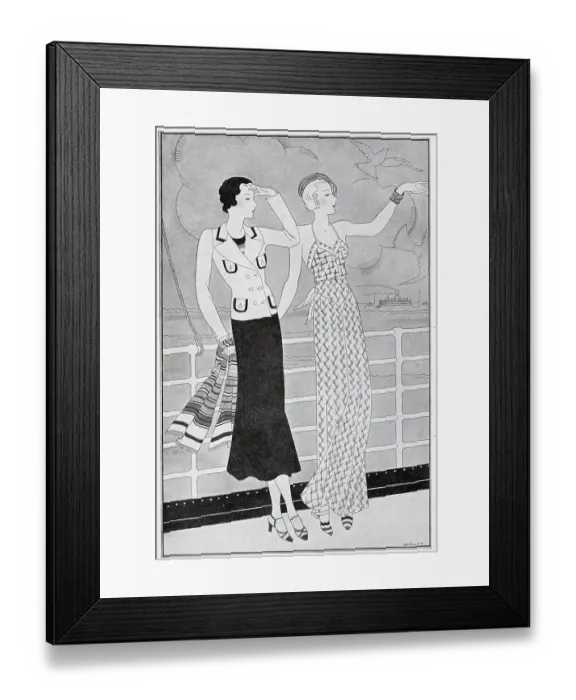 Framed Print : Some fashion suggestions for women when travelling, perhaps - as here - on the deck of a cruise ship. Date: 1932 Framed Print : Some fashion suggestions for women when travelling, perhaps - as here - on the deck of a cruise ship. Date: 1932