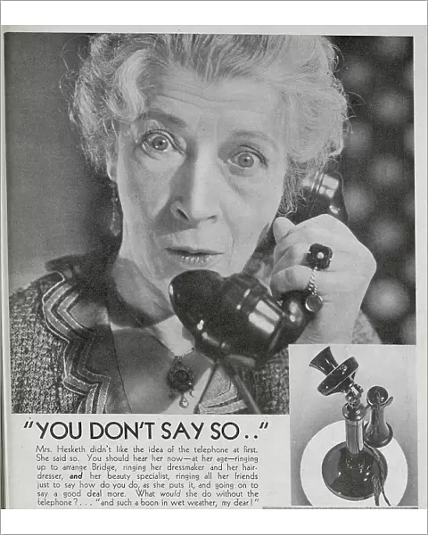 Advert promoting the Post Office Telephone Service. Date: 1932