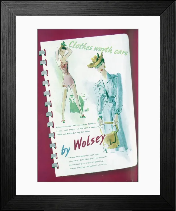 Framed Print : A wartime advert for Wolsey, emphasising the durability of the garments. Date: 1943 Framed Print : A wartime advert for Wolsey, emphasising the durability of the garments. Date: 1943