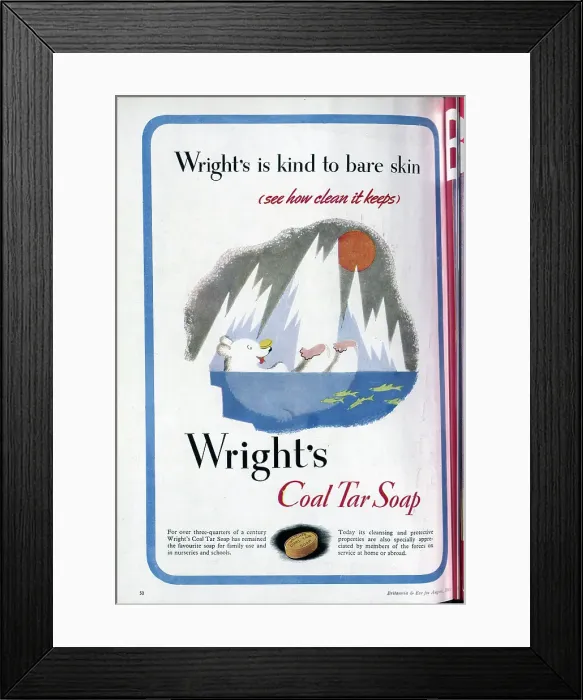 Framed Print : Advert for Wright's Coal Tar Soap. Date: 1943 Framed Print : Advert for Wright's Coal Tar Soap. Date: 1943