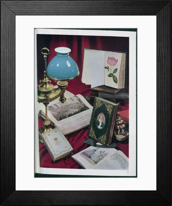Framed Print : A display of bound, illustrated volumes. Date: circa 1954 Framed Print : A display of bound, illustrated volumes. Date: circa 1954