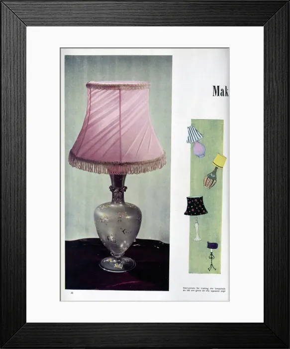 Framed Print : A decorative lamp and lampshade. The image was accompanied by instructions on how to make the lampshade oneself. Date: 1954 Framed Print : A decorative lamp and lampshade. The image was accompanied by instructions on how to make the lampshade oneself. Date: 1954