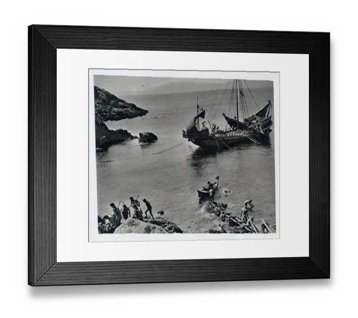 Framed Print : A scene from the film Ulysses, directed by Mario Camerini and starring Kirk Douglas in the title role. Here, Ulysses and his crew are disembarking on the island of the Cyclops Polythemus. Date: circa 1953 Framed Print : A scene from the film Ulysses, directed by Mario Camerini and starring Kirk Douglas in the title role. Here, Ulysses and his crew are disembarking on the island of the Cyclops Polythemus. Date: circa 1953