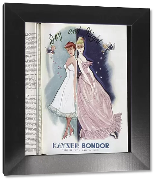 Advert for Kayser Bondor, makers of hosiery and underwear. Date: 1954