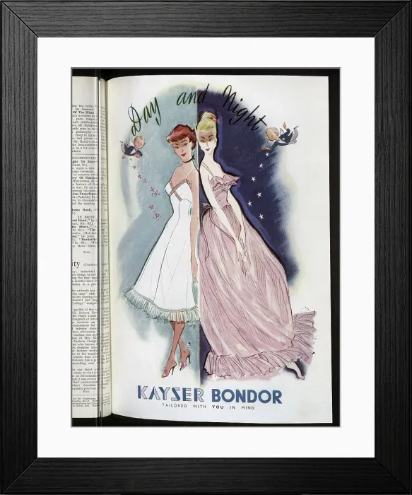 Framed Print : Advert for Kayser Bondor, makers of hosiery and underwear. Date: 1954 Framed Print : Advert for Kayser Bondor, makers of hosiery and underwear. Date: 1954