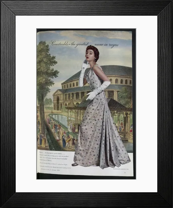 Framed Print : Advert for Rosebank Fabrics, available to order through local stores and furnishers. Date: 1954 Framed Print : Advert for Rosebank Fabrics, available to order through local stores and furnishers. Date: 1954