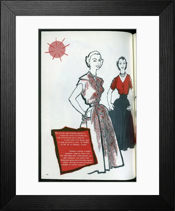 Framed Print : Women's Fashions Date: 1954 Framed Print : Women's Fashions Date: 1954