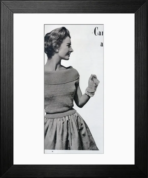 Framed Print : A canoe-necked knitted top, with a beaded design. Date: 1954 Framed Print : A canoe-necked knitted top, with a beaded design. Date: 1954