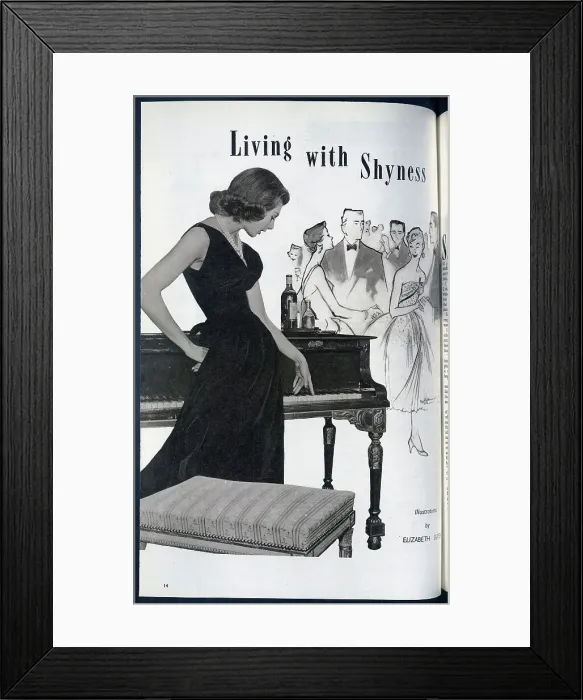 Framed Print : A composite photograph and illustration, on the theme of shyness. Date: 1954 Framed Print : A composite photograph and illustration, on the theme of shyness. Date: 1954