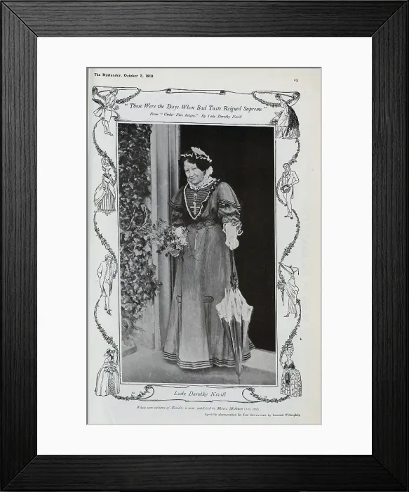 Framed Print : Photograph of Lady Dorothy Nevill in gown, bonnet, gloves and with parasol. From a page captioned, Those Were the Days When Bad Taste Reigned Supreme Framed Print : Photograph of Lady Dorothy Nevill in gown, bonnet, gloves and with parasol. From a page captioned, Those Were the Days When Bad Taste Reigned Supreme