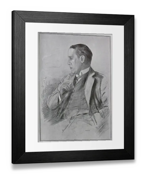 Framed Print : Norman McKinnel, actor, (1870-1932) drawn from life by R G Mathews, artist (1870-1955). Pencil sketch in suit and waistcoat, smoking a cigarette. Part of a series, Pencil portraits of Stage Favourites'published in The Bystander. Date: 1910 Framed Print : Norman McKinnel, actor, (1870-1932) drawn from life by R G Mathews, artist (1870-1955). Pencil sketch in suit and waistcoat, smoking a cigarette. Part of a series, Pencil portraits of Stage Favourites'published in The Bystander. Date: 1910