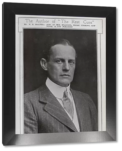 William Babington Maxwell (1866-1938) novelist and playwright, studio portrait in pinstripe jacket and tie. Captioned, The Author of 'The Rest Cure': Mr W B Maxwell (Son of Miss Braddon)
