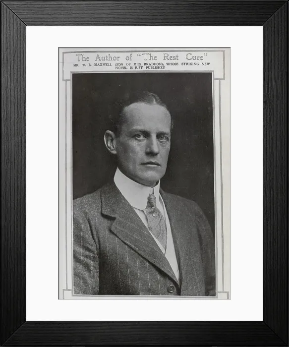 Framed Print : William Babington Maxwell (1866-1938) novelist and playwright, studio portrait in pinstripe jacket and tie. Captioned, The Author of The Rest Cure': Mr W B Maxwell (Son of Miss Braddon) Framed Print : William Babington Maxwell (1866-1938) novelist and playwright, studio portrait in pinstripe jacket and tie. Captioned, The Author of The Rest Cure': Mr W B Maxwell (Son of Miss Braddon)