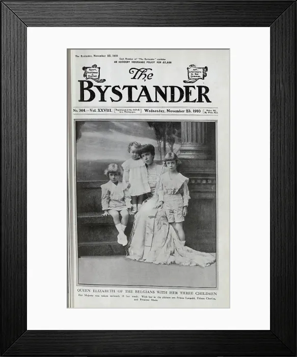 Framed Print : Queen Elizabeth of Belgium, with her three children, Prince Leopold, Prince Charles, and Princess Marie, formal studio portrait on steps by a column. The Queen had been taken seriously ill the previous week Framed Print : Queen Elizabeth of Belgium, with her three children, Prince Leopold, Prince Charles, and Princess Marie, formal studio portrait on steps by a column. The Queen had been taken seriously ill the previous week