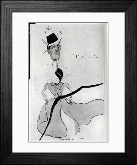 Framed Print : Caricature illustration of Cyril Maude by Frank Richardson. Cyril Francis Maude (1862-1951) actor-manager. From an article, My Caricatures'by Frank Richardson. Date: 1910 Framed Print : Caricature illustration of Cyril Maude by Frank Richardson. Cyril Francis Maude (1862-1951) actor-manager. From an article, My Caricatures'by Frank Richardson. Date: 1910