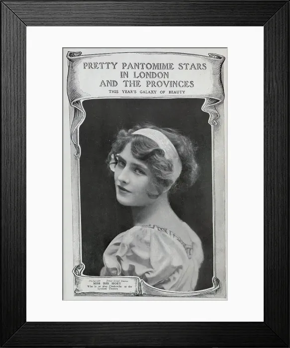 Framed Print : Photograph of Iris Hoey, actress (1885-1979), theatrical studio portrait. From a section, Pretty pantomime stars in London and the Provinces: this year's galaxy of beauty Framed Print : Photograph of Iris Hoey, actress (1885-1979), theatrical studio portrait. From a section, Pretty pantomime stars in London and the Provinces: this year's galaxy of beauty