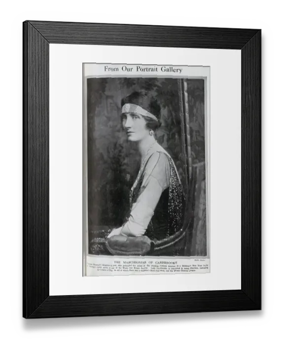 Framed Print : Marchioness of Carisbrooke, studio portrait in sequinned hairband and gown. Captioned, From our portrait gallery'. With description noting her charity work and interest in many charities Framed Print : Marchioness of Carisbrooke, studio portrait in sequinned hairband and gown. Captioned, From our portrait gallery'. With description noting her charity work and interest in many charities