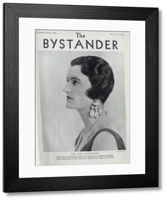 Framed Print : Lady Ravensdale, formal studio portrait with large pearl earrings. With description, A new portrait of Lady Ravensdale, the eldest of the late Marquess Curzon of Kedleston's three daughters; she is a Baroness in her own right Framed Print : Lady Ravensdale, formal studio portrait with large pearl earrings. With description, A new portrait of Lady Ravensdale, the eldest of the late Marquess Curzon of Kedleston's three daughters; she is a Baroness in her own right