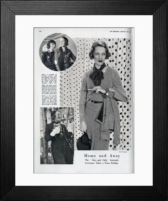 Framed Print : Gertrude Lawrence (1898-1952), actress on holiday, Switzerland. Captioned, Home and Away: The One-and-Only Gertrude Lawrence Takes a Swiss Holiday Framed Print : Gertrude Lawrence (1898-1952), actress on holiday, Switzerland. Captioned, Home and Away: The One-and-Only Gertrude Lawrence Takes a Swiss Holiday