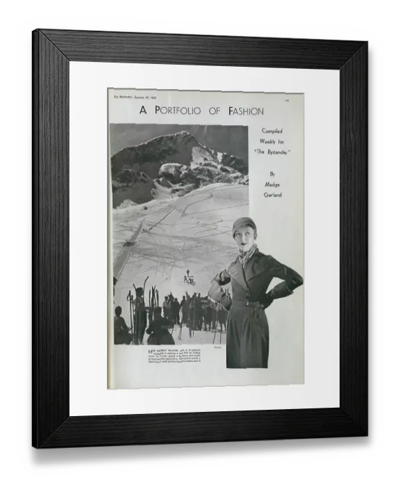 Framed Print : Sunday Wilshin, actress (1906-1991) studio fashion portrait. With description, Miss Sunday Wilshin, who is at present engaged in making a new film at Ealing, wears for winter sports a Burberry suit made of blue proofed gabardine Framed Print : Sunday Wilshin, actress (1906-1991) studio fashion portrait. With description, Miss Sunday Wilshin, who is at present engaged in making a new film at Ealing, wears for winter sports a Burberry suit made of blue proofed gabardine
