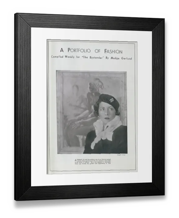 Framed Print : Lady Queensberry, fashion portrait in her painting studio. With description, A portrait of Lady Queensberry, one of our foremost portrait painters, taken against one of her own paintings in the studio of her house in Chelsea Framed Print : Lady Queensberry, fashion portrait in her painting studio. With description, A portrait of Lady Queensberry, one of our foremost portrait painters, taken against one of her own paintings in the studio of her house in Chelsea