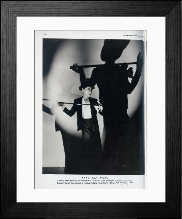 Framed Print : Anna May Wong, actress, studio portrait with top hat and cane. With description, A fantastic camera-study of this well-known actress by Cannons, the English photographer of Hollywood Framed Print : Anna May Wong, actress, studio portrait with top hat and cane. With description, A fantastic camera-study of this well-known actress by Cannons, the English photographer of Hollywood