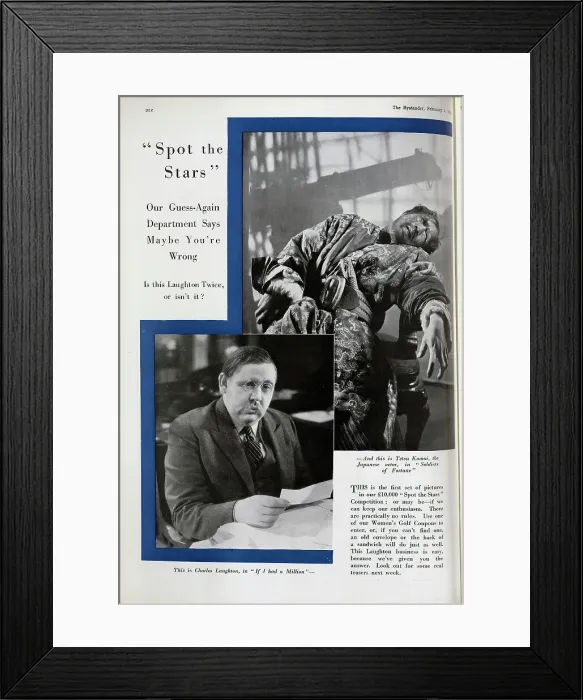 Framed Print : Charles Laughton, Tetsu Komai, actors, theatrical portraits. Captioned, This is Charles Laughton, in If I had a Million, and this is Tetsu Komai, the Japanese actor, in Soldiers of Fortune Framed Print : Charles Laughton, Tetsu Komai, actors, theatrical portraits. Captioned, This is Charles Laughton, in If I had a Million, and this is Tetsu Komai, the Japanese actor, in Soldiers of Fortune