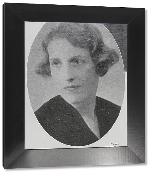 Winifred Holtby, author, studio portrait. Captioned, Winifred Holtby; A director of 'Time and Tide' whose new book, 'Mandoa, Mandoa, ' has been well reviewed'. From an article, A Mixed Bag, by Ericus