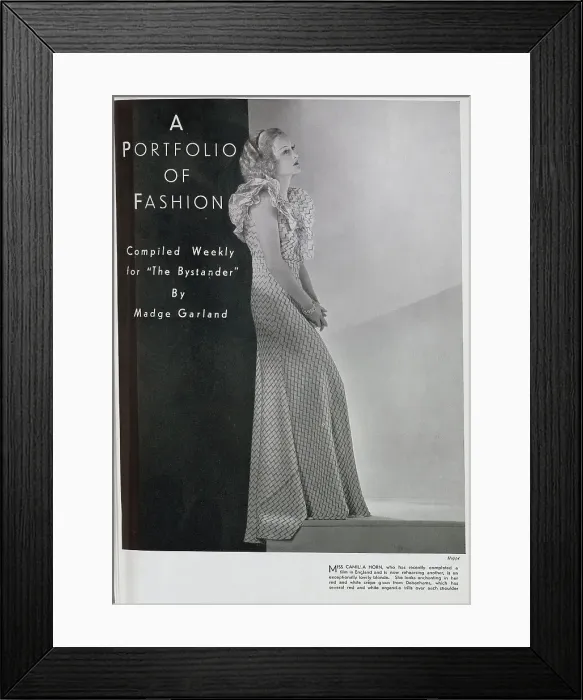 Framed Print : Camilla Horn, German actress and dancer (1903-1996), fashion studio portrait. With description, Miss Camilla Horn, who has recently completed a film in England and is now rehearsing another, is an exceptionally lovely blonde Framed Print : Camilla Horn, German actress and dancer (1903-1996), fashion studio portrait. With description, Miss Camilla Horn, who has recently completed a film in England and is now rehearsing another, is an exceptionally lovely blonde