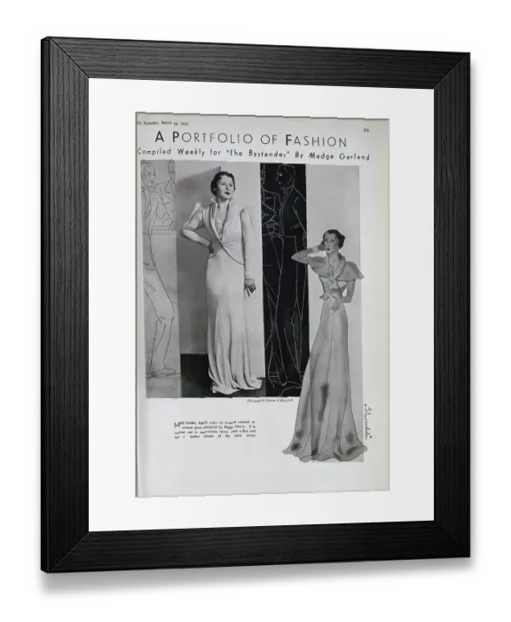 Framed Print : Isabel Jeans, actress, (1891-1985) studio fashion portrait, with fashion illustration. With description, Miss Isabel Jeans wears an unusual cocktail or cinema gown designed by Peggy Morris Framed Print : Isabel Jeans, actress, (1891-1985) studio fashion portrait, with fashion illustration. With description, Miss Isabel Jeans wears an unusual cocktail or cinema gown designed by Peggy Morris