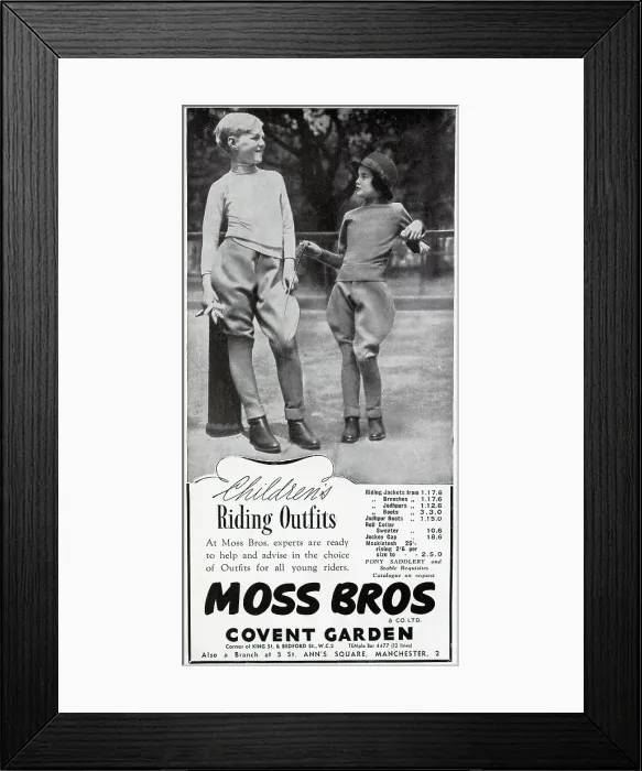 Framed Print : Advert for Moss Bros Framed Print : Advert for Moss Bros