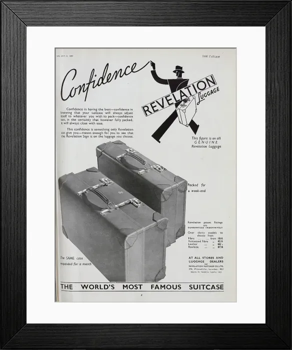 Framed Print : Advert for Revelation Luggage Framed Print : Advert for Revelation Luggage