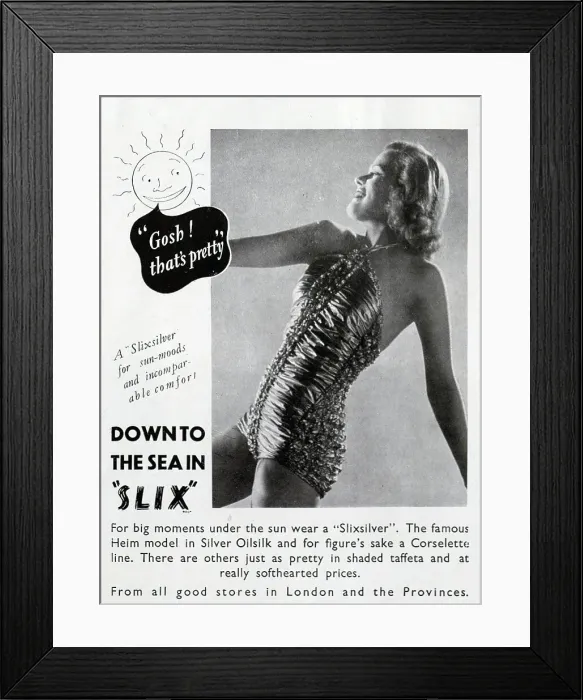 Framed Print : Advert for Slixsilver swimsuits Framed Print : Advert for Slixsilver swimsuits