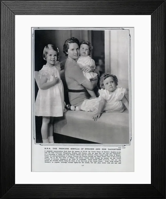 Framed Print : Princess Sibylla of Sweden, with daughters Framed Print : Princess Sibylla of Sweden, with daughters