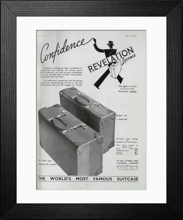 Framed Print : Advert for Revelation Luggage Framed Print : Advert for Revelation Luggage
