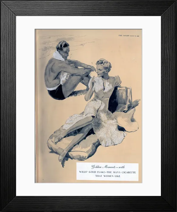 Framed Print : Advert for Wills Gold Flake cigarettes