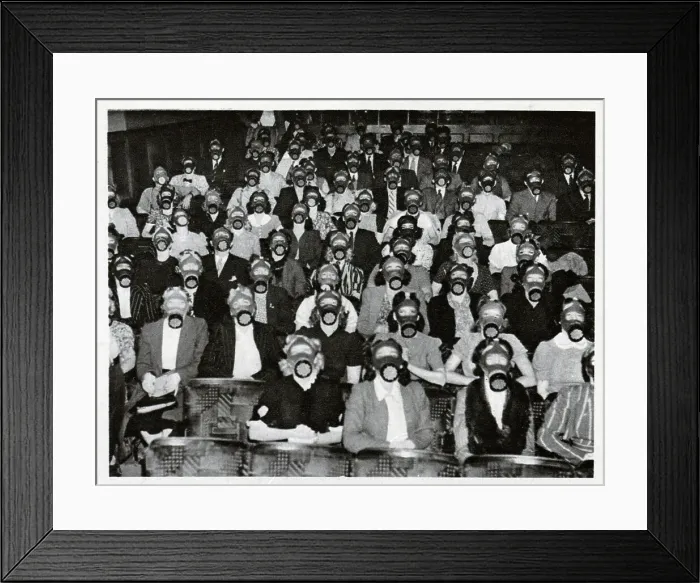 Framed Print : Gas masks at the Windmill Framed Print : Gas masks at the Windmill
