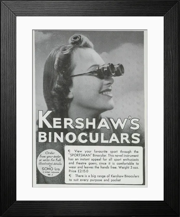 Framed Print : Advert for Kershaw's Binoculars Framed Print : Advert for Kershaw's Binoculars