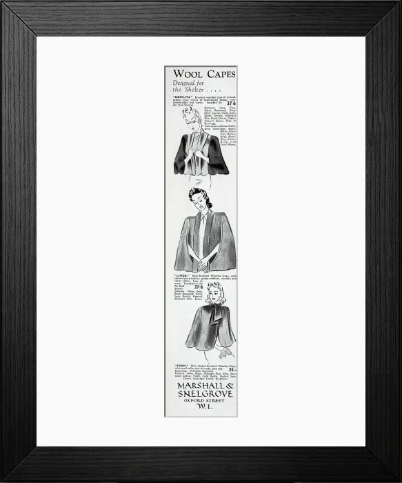 Framed Print : Advert for Marshall & Snelgrove capes Framed Print : Advert for Marshall & Snelgrove capes