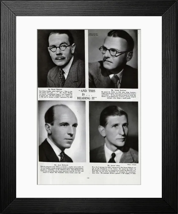 Framed Print : BBC radio announcers Framed Print : BBC radio announcers