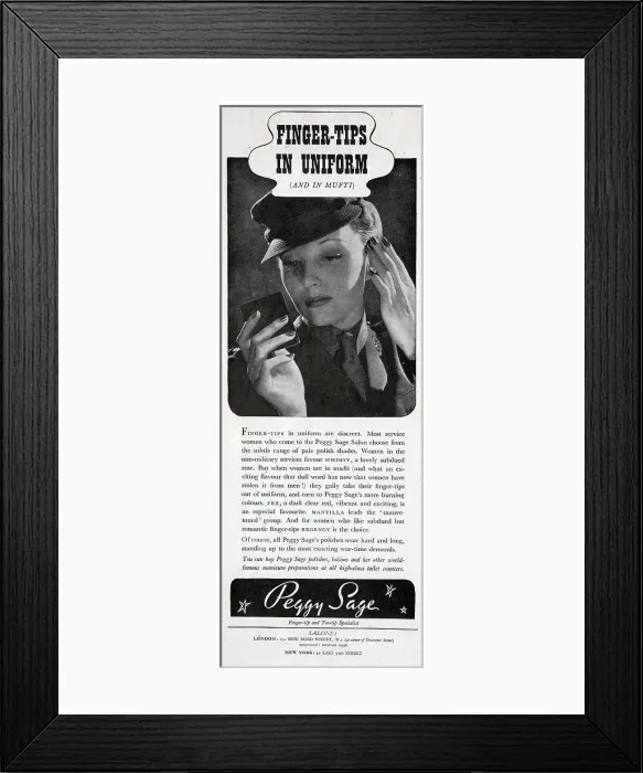 Framed Print : Advert for Peggy Sage Framed Print : Advert for Peggy Sage