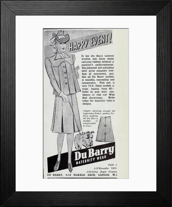 Framed Print : Advert for Du Barry maternity wear Framed Print : Advert for Du Barry maternity wear
