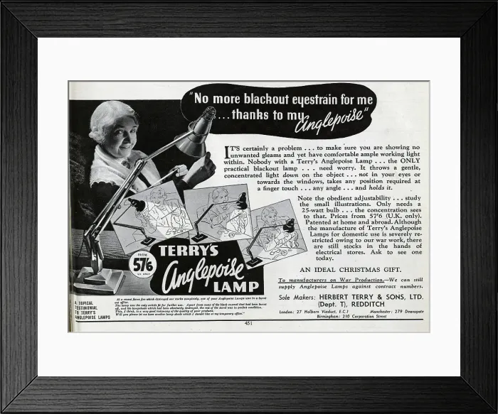 Framed Print : Advert for anglepoise lamp Framed Print : Advert for anglepoise lamp