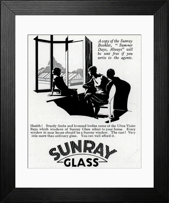 Framed Print : Advertisement for Sunray Glass Framed Print : Advertisement for Sunray Glass